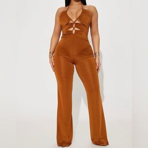 Fashion Nova Gimme More Jumpsuit - Camel XS
